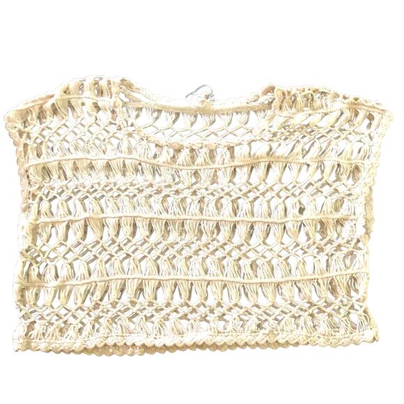 Willow & Clay Natural Open Weave Boho Top Fringe Festival - Picture 1 of 6